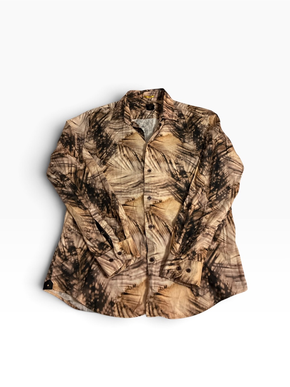 Rare Rabbit Men's Large Abstract Palm Leaf Tie Dye Button Up Shirt